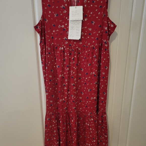 Beach Lunch Lounge Boho Dress New With Tags Size XS Lovely Floral Red - Picture 4 of 5